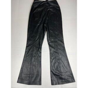 BCBGMAXAZRIA Women XS Black Beauty Faux Leather Flare Pants NWT